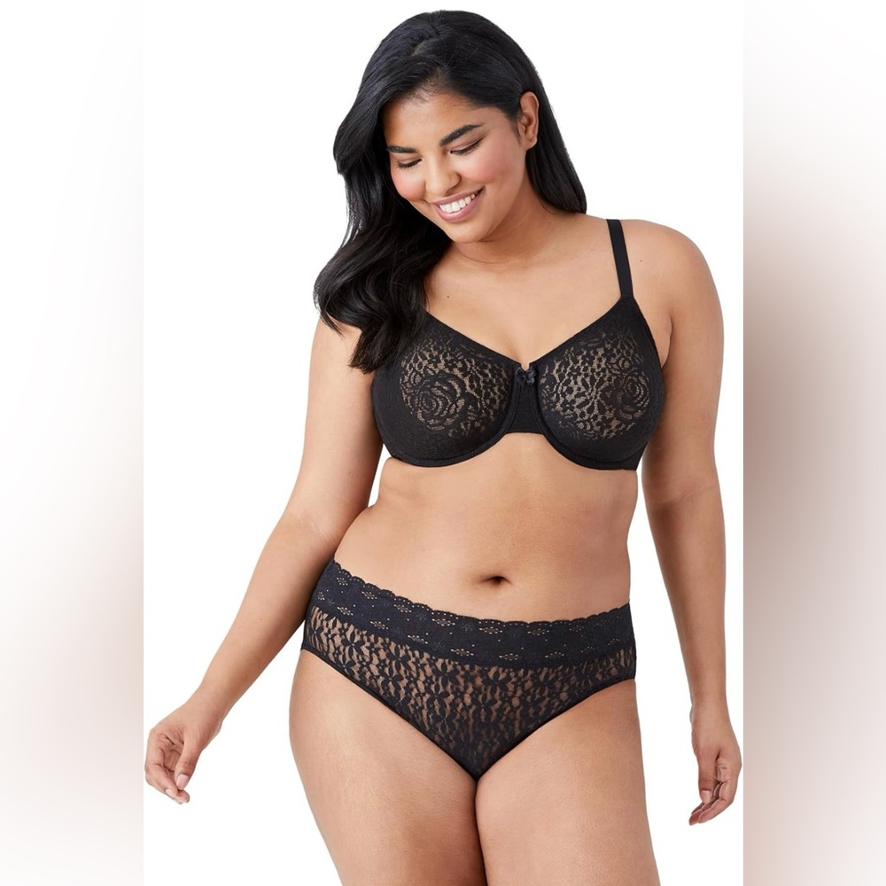 Wacoal Women's Halo Lace underwire bra, Black, 34C - Picture 4 of 8